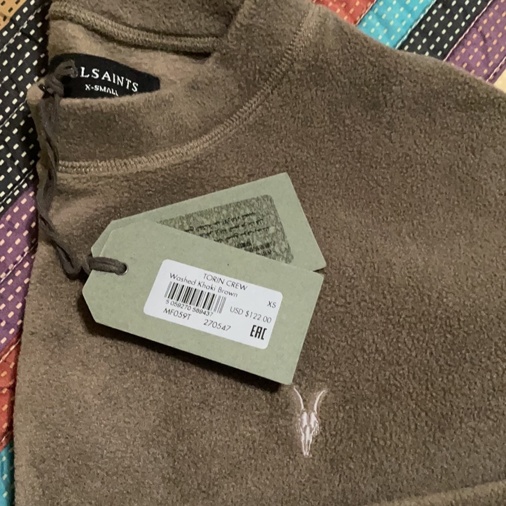NWT ALL SAINTS Khaki Brown Crew Sweater - Picture 5 of 5
